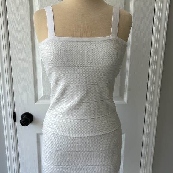 BCBG Maxazria Sequin Knit Dress white - Picture 1 of 8